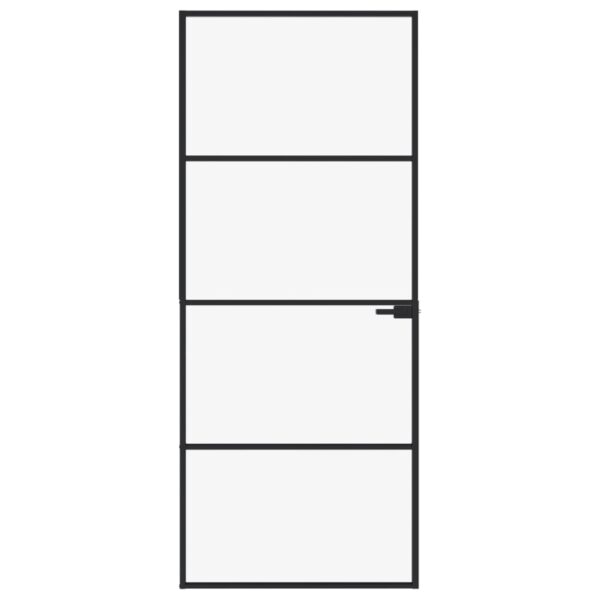 Interior Door Black 83x201.5 cm Tempered Glass & Aluminium