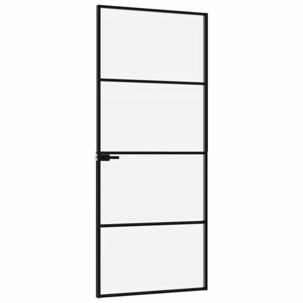Interior Door Black 83x201.5 cm Tempered Glass & Aluminium