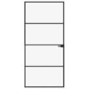 Interior Door Black 93x201.5 cm Tempered Glass & Aluminium