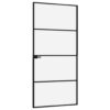 Interior Door Black 93x201.5 cm Tempered Glass & Aluminium