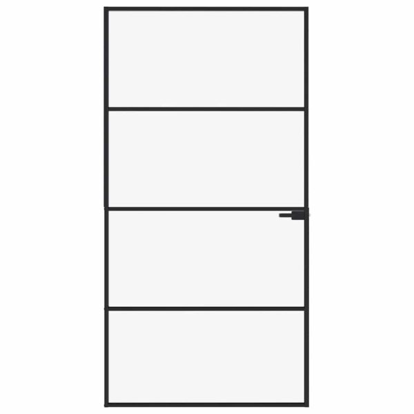 Interior Door Black 102x201.5 cm Tempered Glass & Aluminium