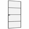 Interior Door Black 102x201.5 cm Tempered Glass & Aluminium