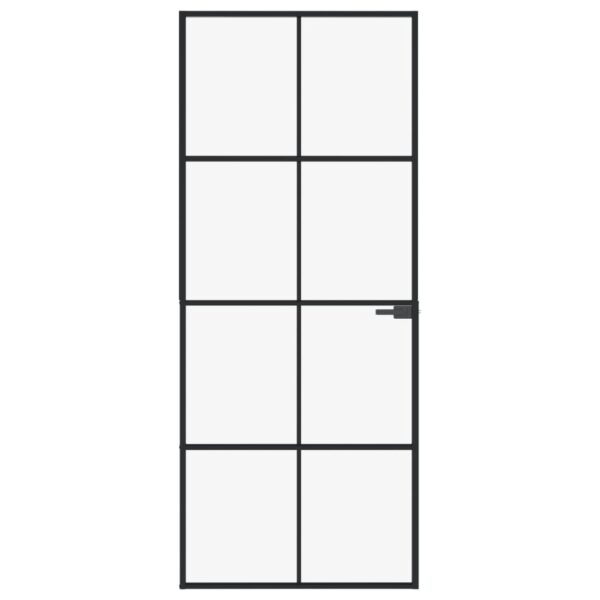 Interior Door Black 83x201.5 cm Tempered Glass & Aluminium
