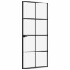 Interior Door Black 83x201.5 cm Tempered Glass & Aluminium