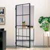 Interior Door Black 93x201.5 cm Tempered Glass & Aluminium