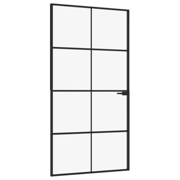Interior Door Black 102x201.5 cm Tempered Glass & Aluminium