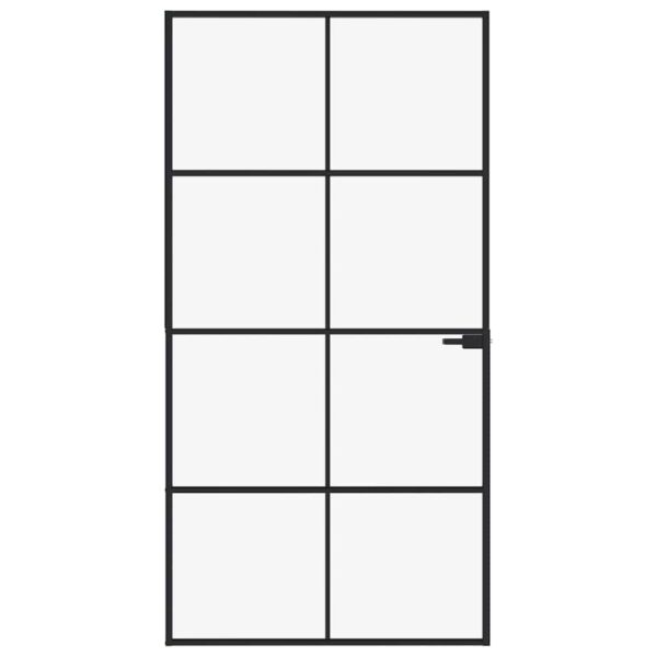 Interior Door Black 102x201.5 cm Tempered Glass & Aluminium