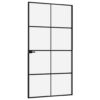 Interior Door Black 102x201.5 cm Tempered Glass & Aluminium