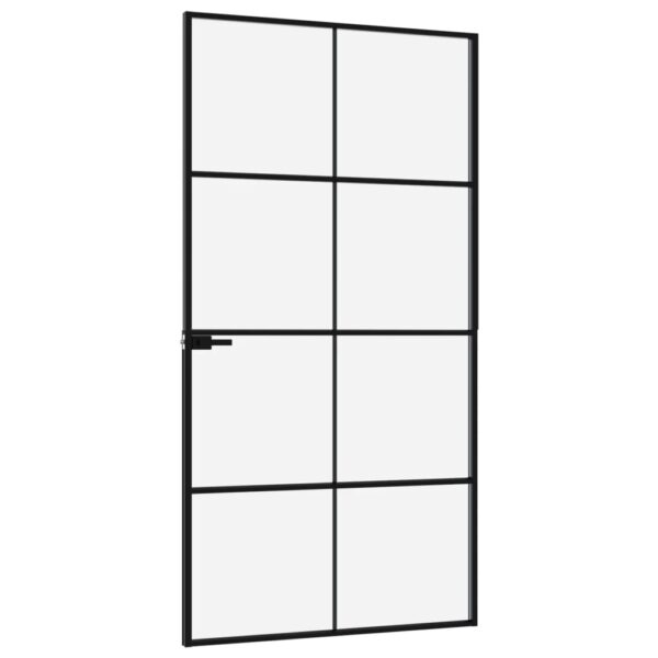 Interior Door Black 102x201.5 cm Tempered Glass & Aluminium