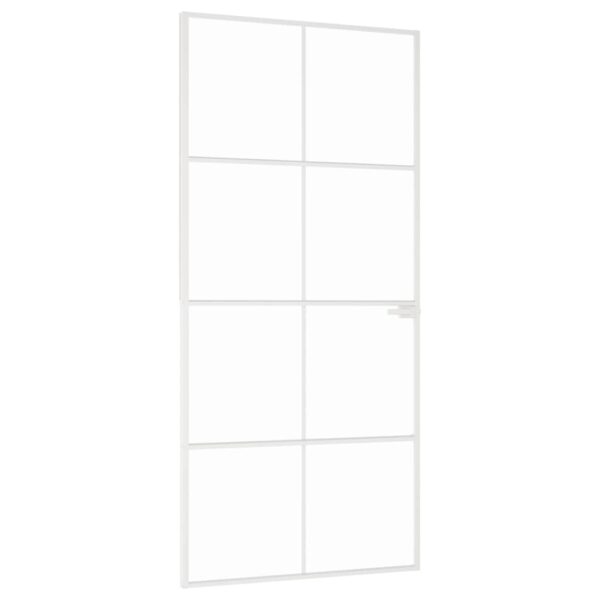 Interior Door White 93x201.5 cm Tempered Glass & Aluminium Slim
