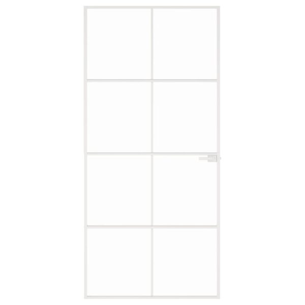 Interior Door White 93x201.5 cm Tempered Glass & Aluminium Slim