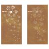 Garden Wall Decorations 2pcs 105x55cm Corten Steel Flower Design