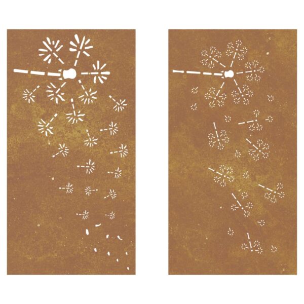 Garden Wall Decorations 2pcs 105x55cm Corten Steel Flower Design