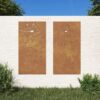 Garden Wall Decorations 2pcs 105x55cm Corten Steel Flower Design