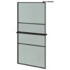 Walk-in Shower Wall with Shelf Black 100x195 cm ESG Glass & Aluminium