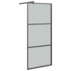 Walk-in Shower Wall with Shelf Black 100x195 cm ESG Glass & Aluminium