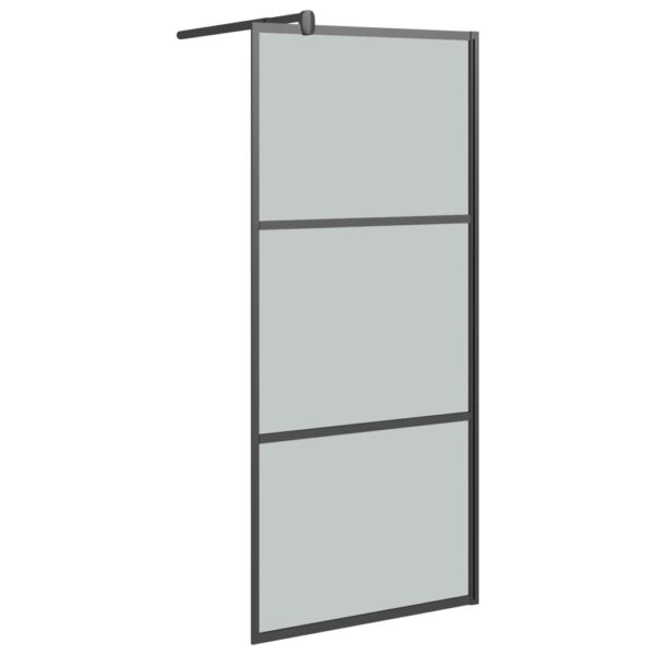 Walk-in Shower Wall with Shelf Black 100x195 cm ESG Glass & Aluminium