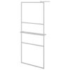 Walk-in Shower Wall with Shelf Chrome 90x195 cm ESG Glass & Aluminium