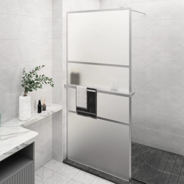 Walk-in Shower Wall with Shelf Chrome 90x195 cm ESG Glass & Aluminium