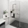 Walk-in Shower Wall with Shelf Chrome 100x195 cm ESG Glass & Aluminium