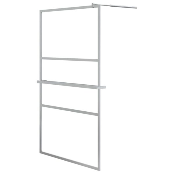 Walk-in Shower Wall with Shelf Chrome 115x195 cm ESG Glass & Aluminium