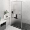 Walk-in Shower Wall with Shelf Chrome 115x195 cm ESG Glass & Aluminium
