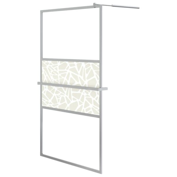 Walk-in Shower Wall with Shelf Chrome 115x195 cm ESG Glass & Aluminium