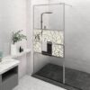 Walk-in Shower Wall with Shelf Chrome 115x195 cm ESG Glass & Aluminium