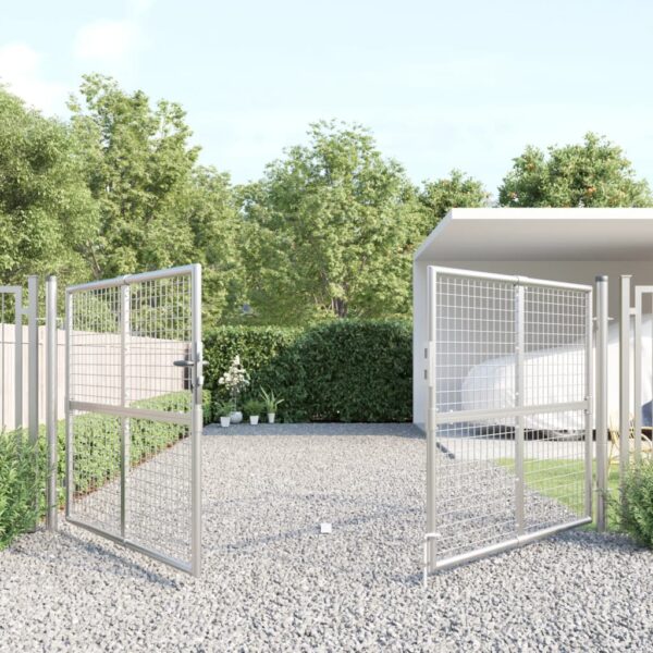 Mesh Garden Gate Silver 300x175 cm Galvanised Steel