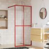 Walk-in Shower Wall with Clear ESG Glass Red 90x195 cm
