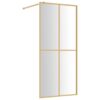 Walk-in Shower Wall with Clear ESG Glass Gold 100x195 cm
