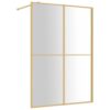 Walk-in Shower Wall with Clear ESG Glass Gold 140x195 cm