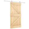Sliding Door with Hardware Set 100x210 cm Solid Wood Pine