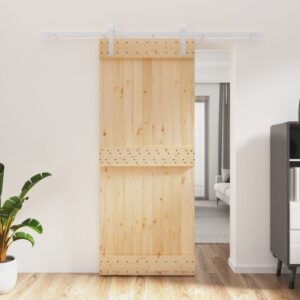 Sliding Door with Hardware Set 85x210 cm Solid Wood Pine