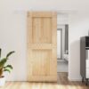 Sliding Door with Hardware Set 90x210 cm Solid Wood Pine