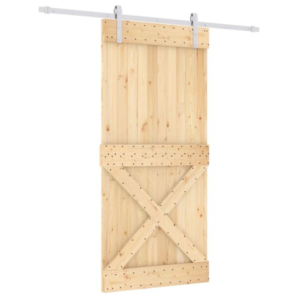 Sliding Door with Hardware Set 95x210 cm Solid Wood Pine