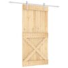 Sliding Door with Hardware Set 100x210 cm Solid Wood Pine