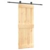 Sliding Door with Hardware Set 80x210 cm Solid Wood Pine