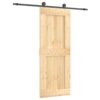 Sliding Door with Hardware Set 80x210 cm Solid Wood Pine