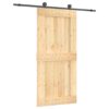 Sliding Door with Hardware Set 95x210 cm Solid Wood Pine
