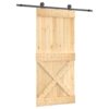 Sliding Door with Hardware Set 95x210 cm Solid Wood Pine