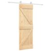 Sliding Door with Hardware Set 70x210 cm Solid Wood Pine