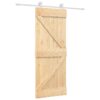 Sliding Door with Hardware Set 80x210 cm Solid Wood Pine