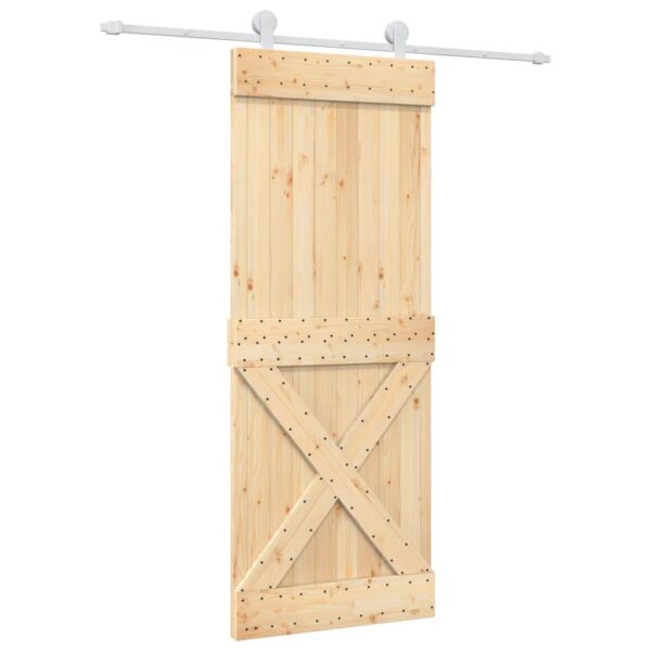 Sliding Door with Hardware Set 80x210 cm Solid Wood Pine