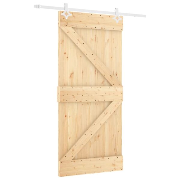 Sliding Door with Hardware Set 100x210 cm Solid Wood Pine