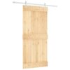 Sliding Door with Hardware Set 95x210 cm Solid Wood Pine