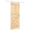 Sliding Door with Hardware Set 80x210 cm Solid Wood Pine