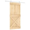 Sliding Door with Hardware Set 95x210 cm Solid Wood Pine