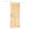 Sliding Door with Hardware Set 90x210 cm Solid Wood Pine