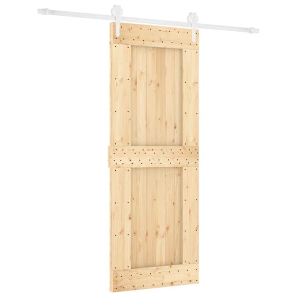 Sliding Door with Hardware Set 80x210 cm Solid Wood Pine